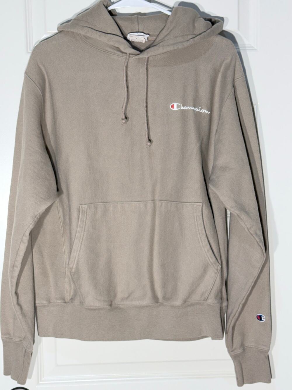 Champion Reverse Weave Tan / Khaki Sweatshirt Hoodie, Men's Size M